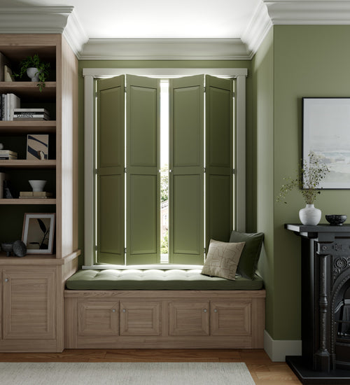 White Solid Panel shutters with full privacy coverage